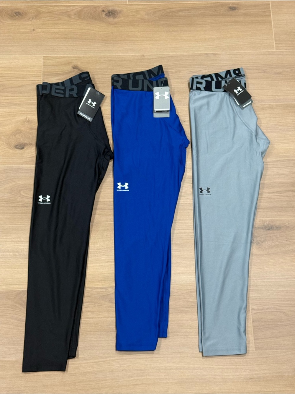 HeatGear Under Armour Kids Leggings Trio - Black, Royal Blue, Light Gray